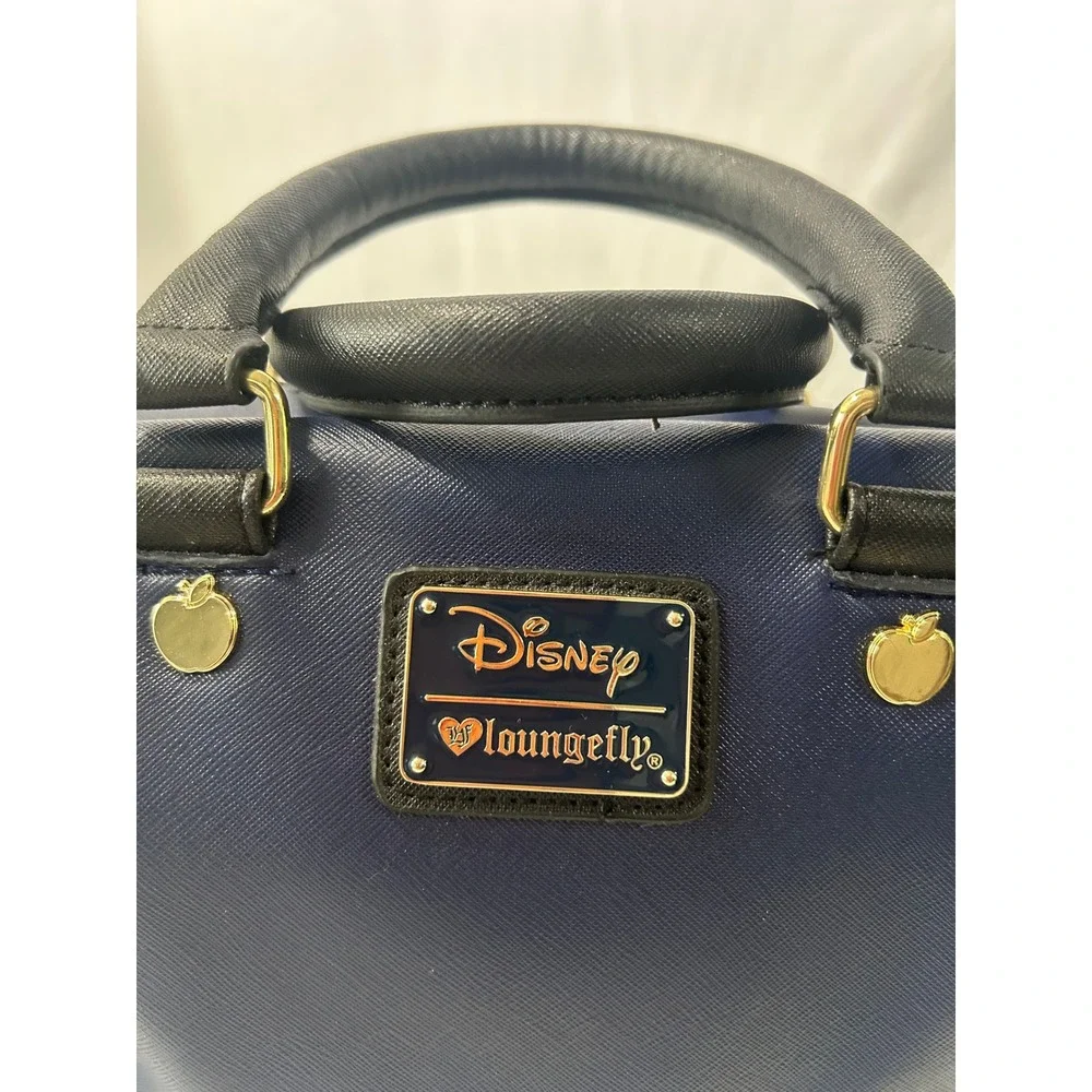 Loungefly Disney Snow White Navy Blue Saffiano Satchel Crossbody Bag Apple #975